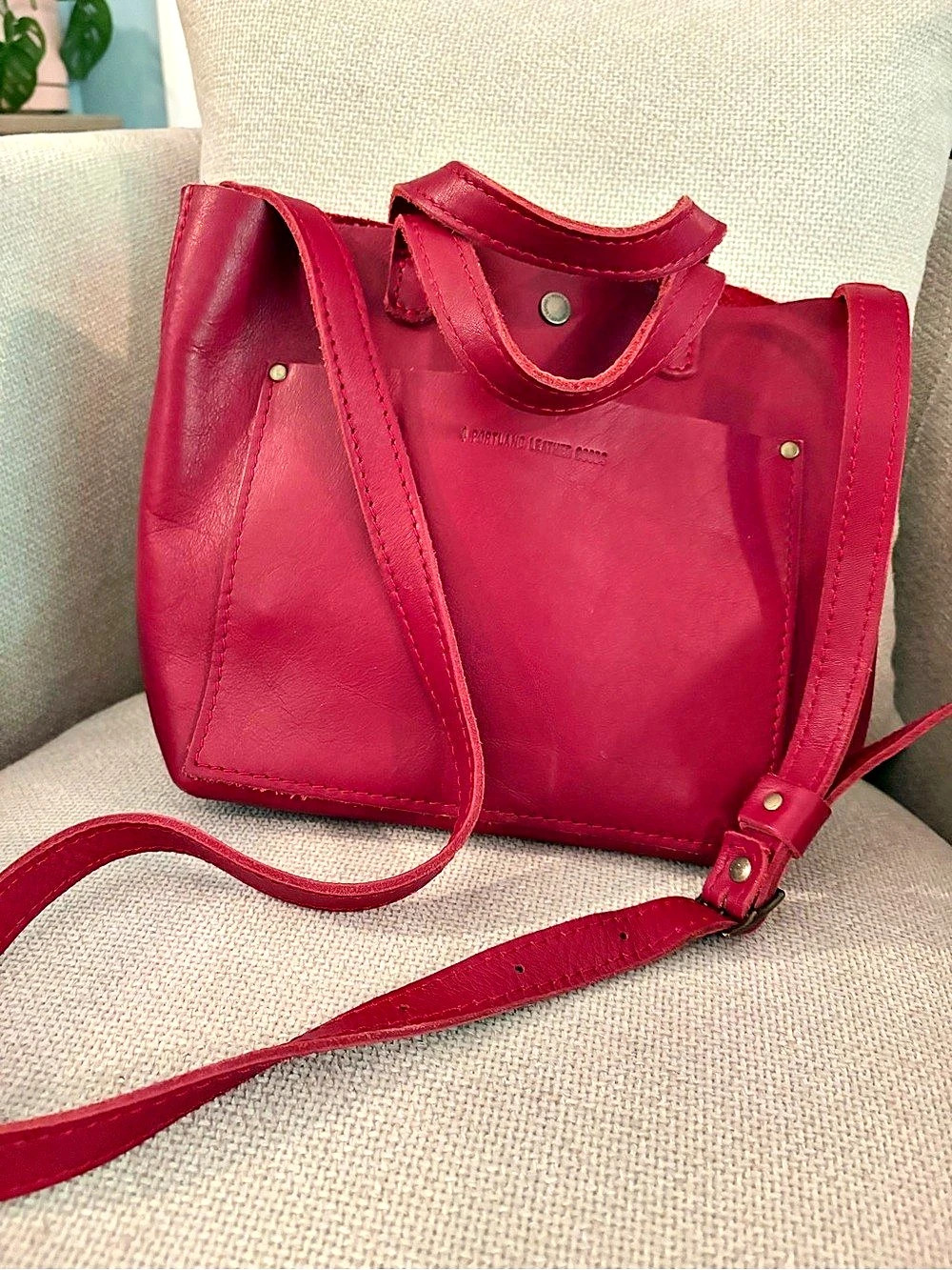 Portland Leather Tote / Purse in Red